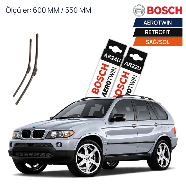 Bmw X5 Silecek (2000-2007 E53) Bosch Aerotwin Retrofit Ön Silecek Takımı 