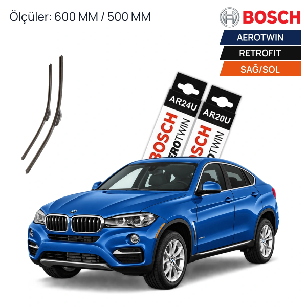 Bmw X6 Silecek (2015-2017 F16/F86) Bosch Aerotwin Retrofit Ön Silecek Takımı 