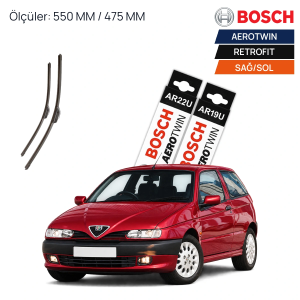 Alfa Romeo 146 Silecek (1996-2001) Bosch Aerotwin Retrofit Ön Silecek Takımı 