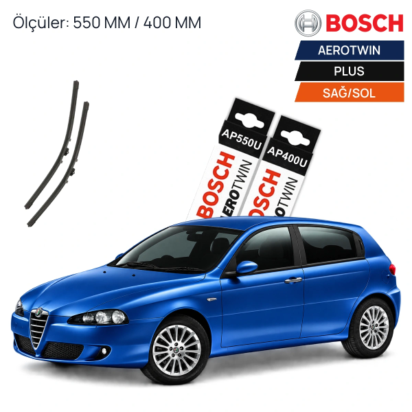 Alfa Romeo 147 Silecek (2005-2009) Bosch Aerotwin Plus Ön Silecek Takımı 