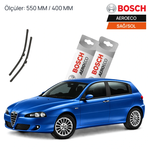 Alfa Romeo 147 Muz Silecek (2005-2009) Bosch Aeroeco Ön Silecek Takımı 