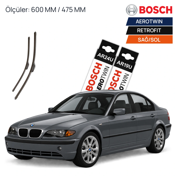 Bmw E46 Silecek (1998-2005) Bosch Aerotwin Retrofit Ön Silecek Takımı 